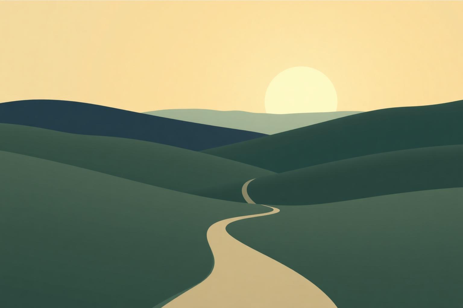 Abstract illustration of a quiet pathway curving toward an open horizon.